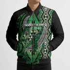 Aotearoa Iwi Ngati Pikiao Personalised Bomber Puffer Jacket NZ Maori Humpback Whale Taniko Motifs