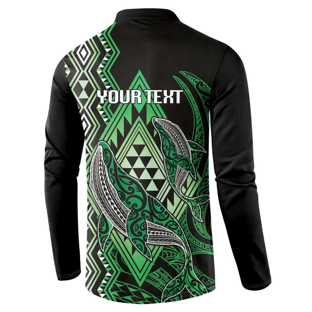 Aotearoa Iwi Ngati Pikiao Personalised Button Sweatshirt NZ Maori Humpback Whale Taniko Motifs
