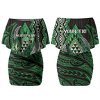 Aotearoa Iwi Ngati Pikiao Personalised Couples Matching Off Shoulder Short Dress and Hawaiian Shirt NZ Maori Humpback Whale Taniko Motifs
