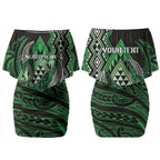 Aotearoa Iwi Ngati Pikiao Personalised Couples Matching Off Shoulder Short Dress and Long Sleeve Button Shirt NZ Maori Humpback Whale Taniko Motifs