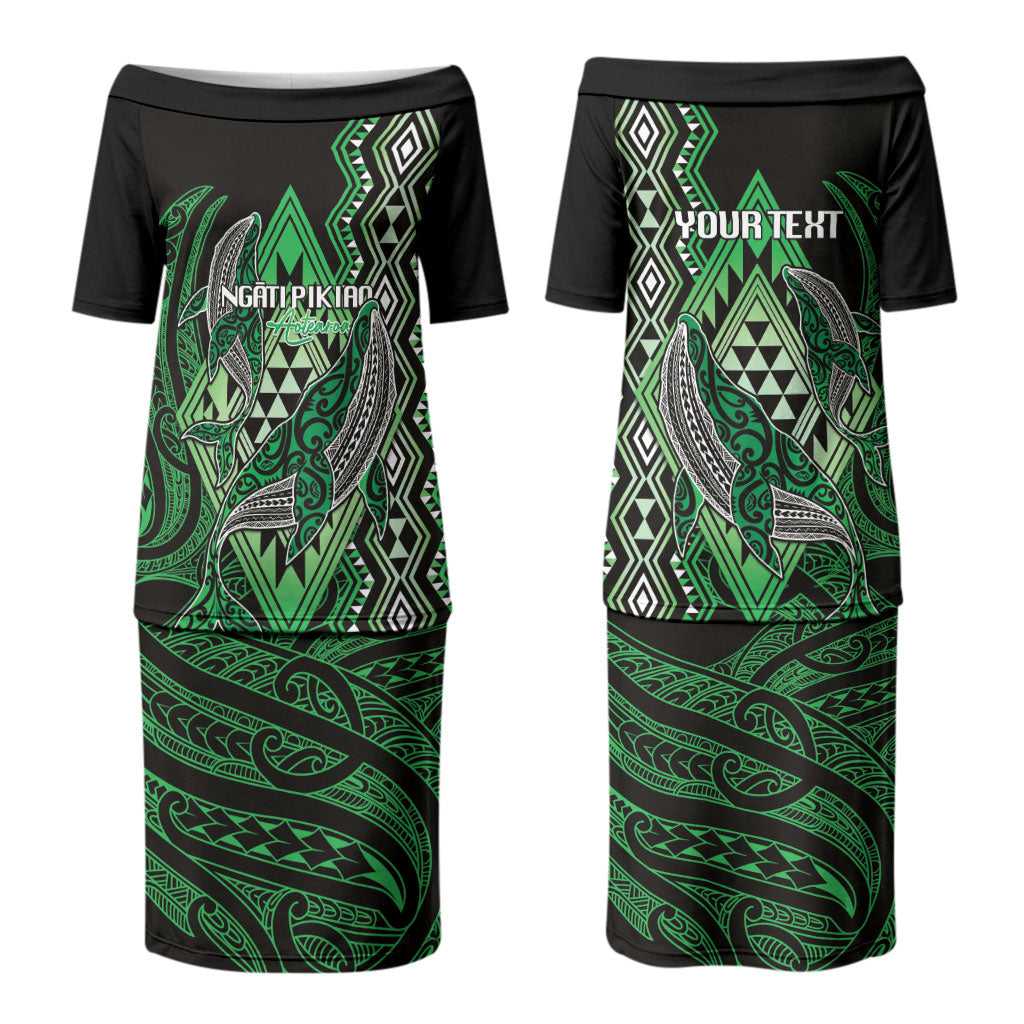 Aotearoa Iwi Ngati Pikiao Personalised Couples Matching Puletasi and Hawaiian Shirt NZ Maori Humpback Whale Taniko Motifs