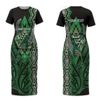 Aotearoa Iwi Ngati Pikiao Personalised Couples Matching Short Sleeve Bodycon Dress and Hawaiian Shirt NZ Maori Humpback Whale Taniko Motifs