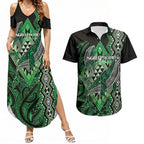 Aotearoa Iwi Ngati Pikiao Personalised Couples Matching Summer Maxi Dress and Hawaiian Shirt NZ Maori Humpback Whale Taniko Motifs