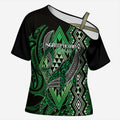 Aotearoa Iwi Ngati Pikiao Personalised Cross Shoulder Shirt NZ Maori Humpback Whale Taniko Motifs