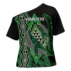 Aotearoa Iwi Ngati Pikiao Personalised Cross Shoulder Shirt NZ Maori Humpback Whale Taniko Motifs
