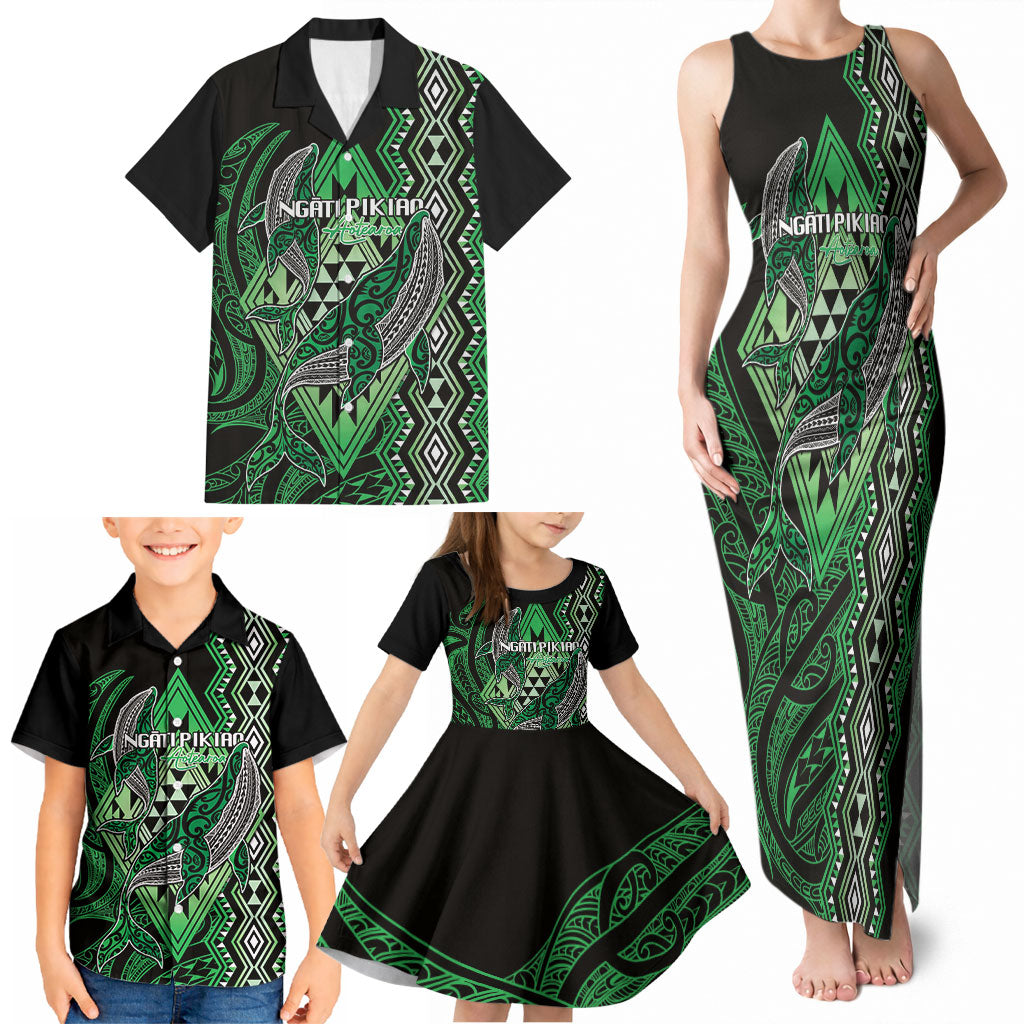 Aotearoa Iwi Ngati Pikiao Personalised Family Matching Tank Maxi Dress and Hawaiian Shirt NZ Maori Humpback Whale Taniko Motifs