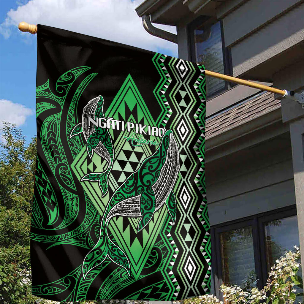 Aotearoa Iwi Ngati Pikiao Garden Flag NZ Maori Humpback Whale Taniko Motifs
