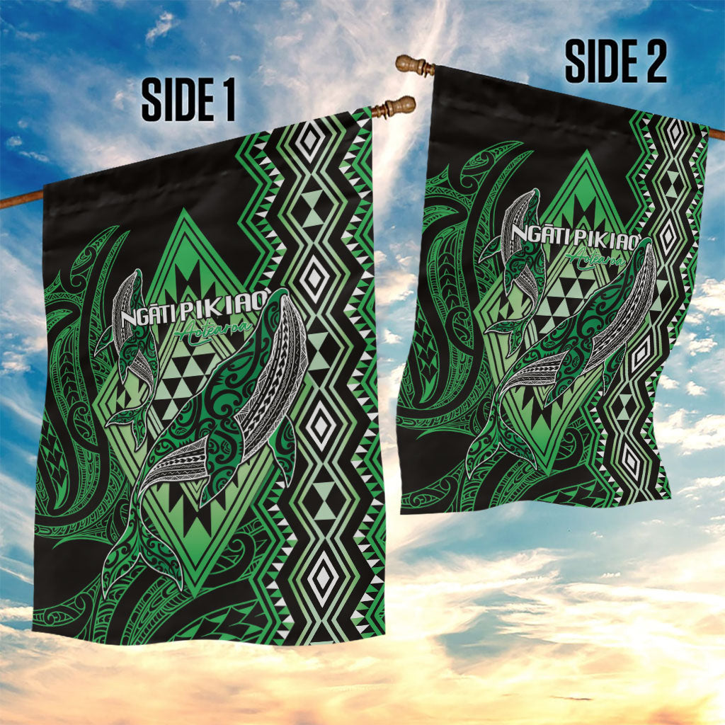 Aotearoa Iwi Ngati Pikiao Garden Flag NZ Maori Humpback Whale Taniko Motifs