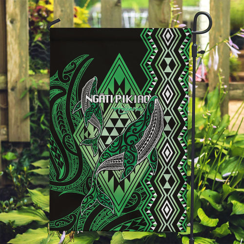 Aotearoa Iwi Ngati Pikiao Garden Flag NZ Maori Humpback Whale Taniko Motifs