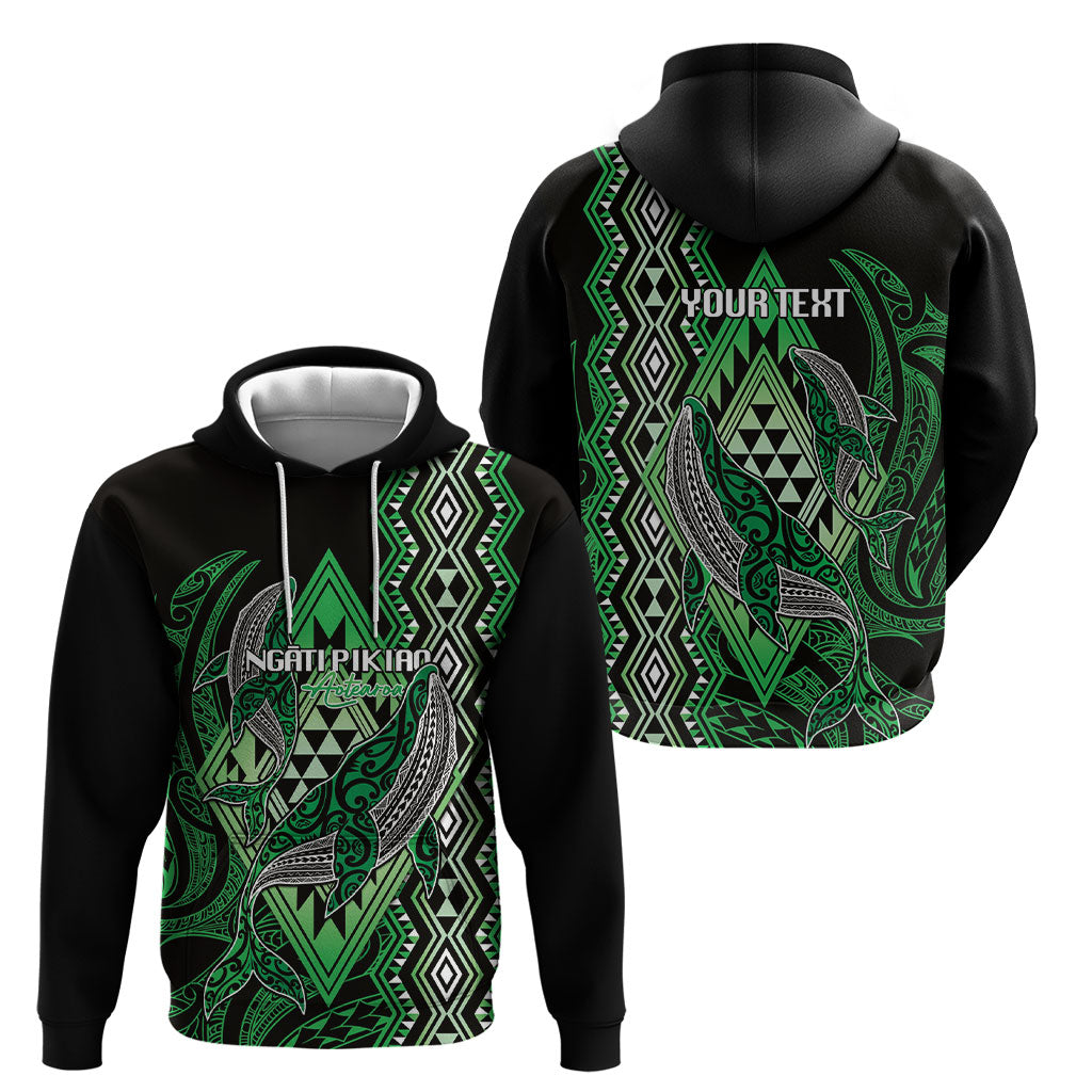 Aotearoa Iwi Ngati Pikiao Personalised Hoodie NZ Maori Humpback Whale Taniko Motifs