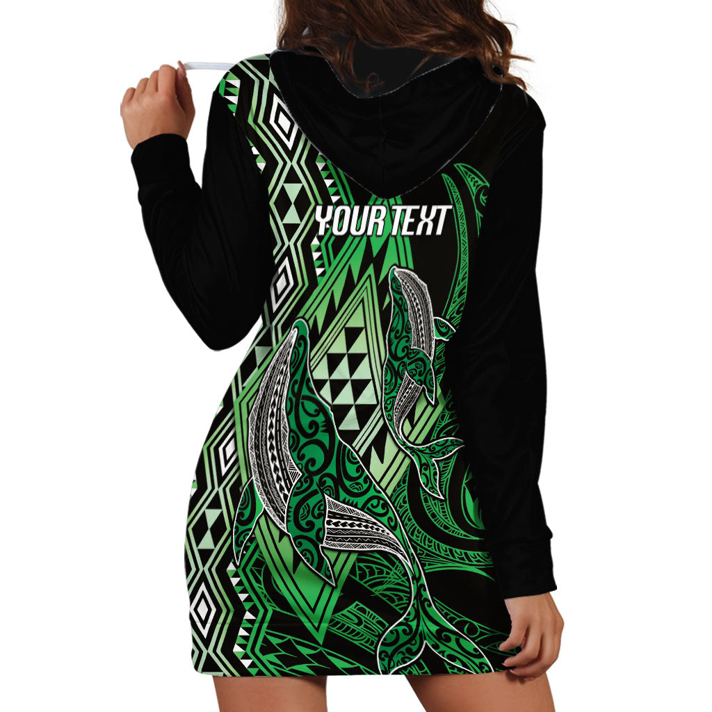 Aotearoa Iwi Ngati Pikiao Personalised Hoodie Dress NZ Maori Humpback Whale Taniko Motifs