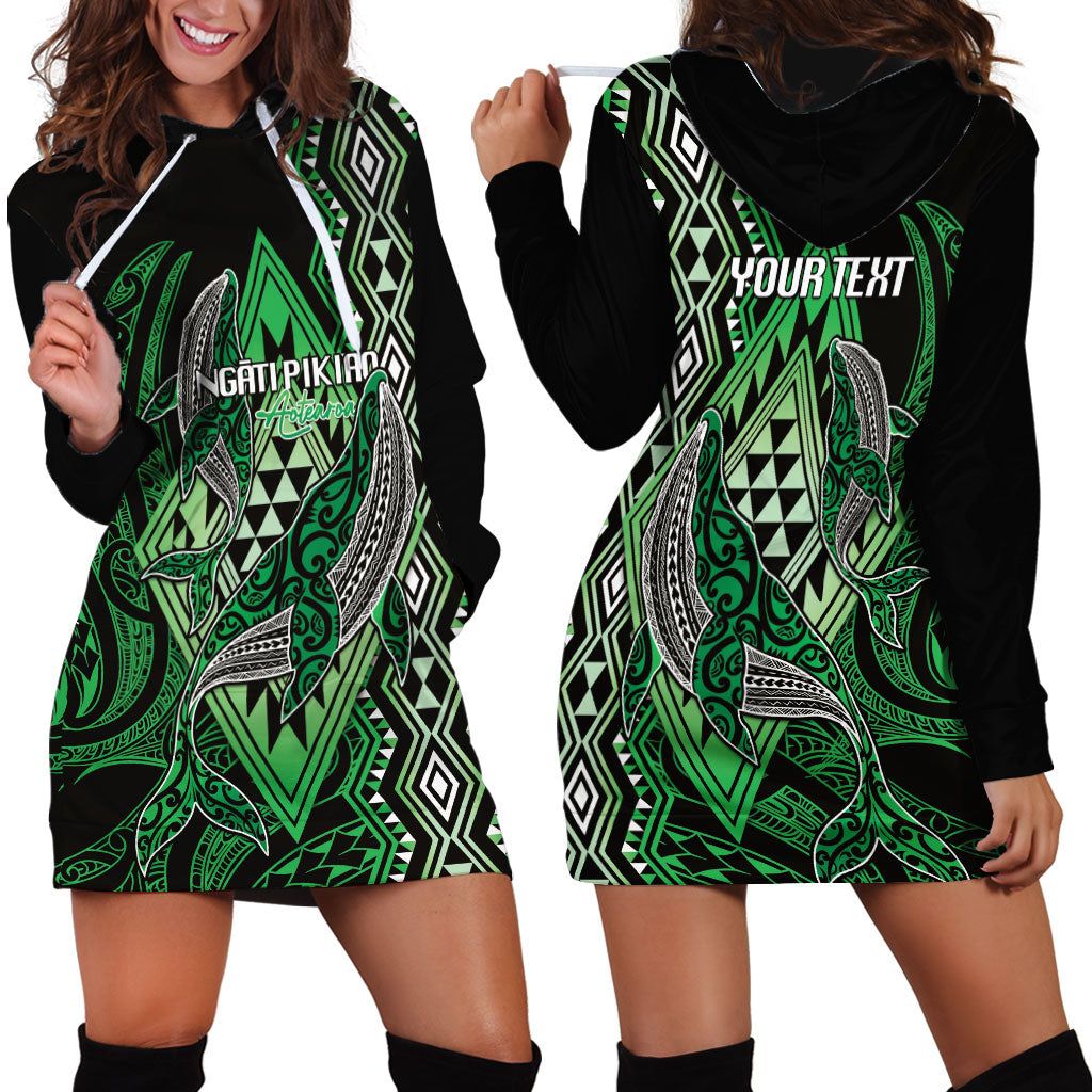 Aotearoa Iwi Ngati Pikiao Personalised Hoodie Dress NZ Maori Humpback Whale Taniko Motifs