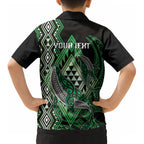 Aotearoa Iwi Ngati Pikiao Personalised Kid Hawaiian Shirt NZ Maori Humpback Whale Taniko Motifs