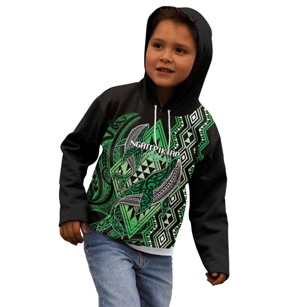 Aotearoa Iwi Ngati Pikiao Personalised Kid Hoodie NZ Maori Humpback Whale Taniko Motifs