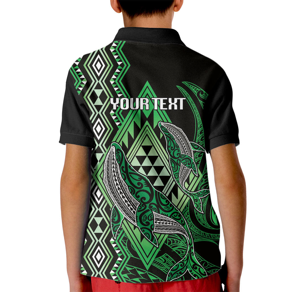 Aotearoa Iwi Ngati Pikiao Personalised Kid Polo Shirt NZ Maori Humpback Whale Taniko Motifs