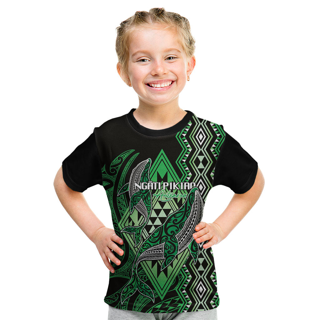Aotearoa Iwi Ngati Pikiao Personalised Kid T Shirt NZ Maori Humpback Whale Taniko Motifs