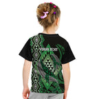Aotearoa Iwi Ngati Pikiao Personalised Kid T Shirt NZ Maori Humpback Whale Taniko Motifs