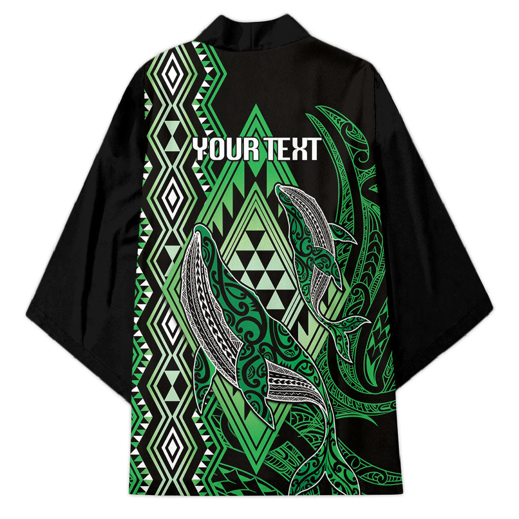 Aotearoa Iwi Ngati Pikiao Personalised Kimono NZ Maori Humpback Whale Taniko Motifs