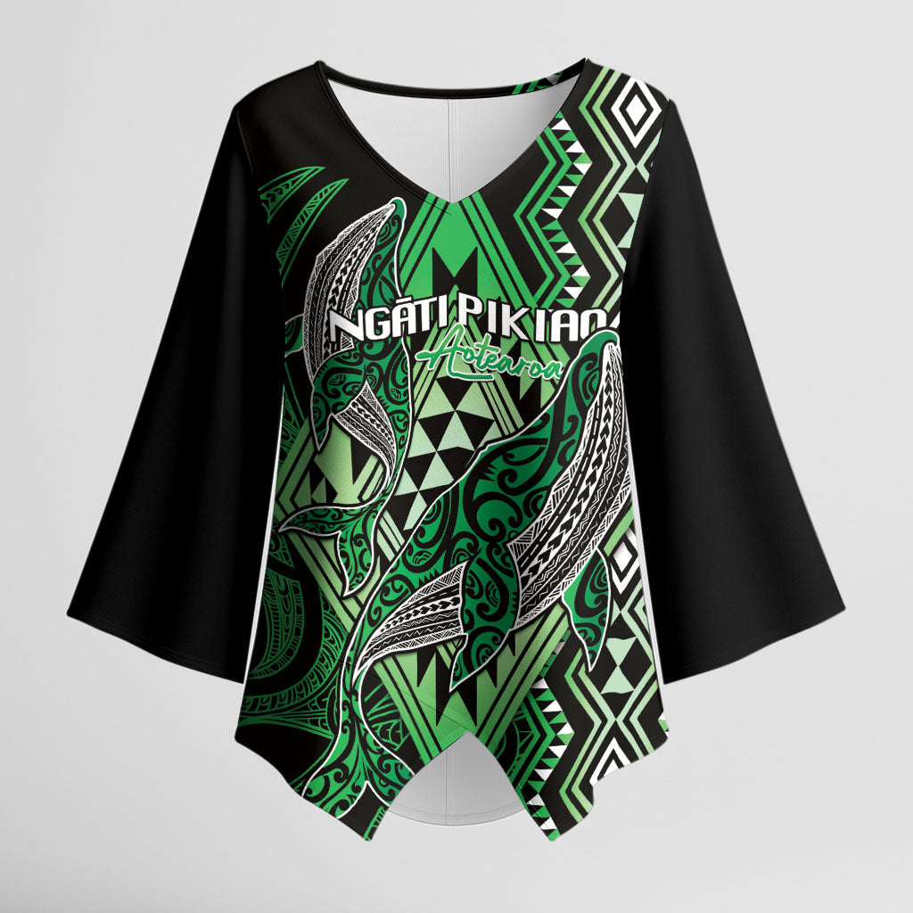 Aotearoa Iwi Ngati Pikiao Personalised Kimono Sleeve Blouse NZ Maori Humpback Whale Taniko Motifs