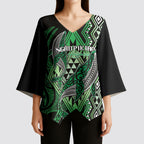 Aotearoa Iwi Ngati Pikiao Personalised Kimono Sleeve Blouse NZ Maori Humpback Whale Taniko Motifs