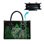 Aotearoa Iwi Ngati Pikiao Leather Bag NZ Maori Humpback Whale Taniko Motifs