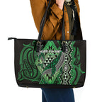 Aotearoa Iwi Ngati Pikiao Leather Tote Bag NZ Maori Humpback Whale Taniko Motifs