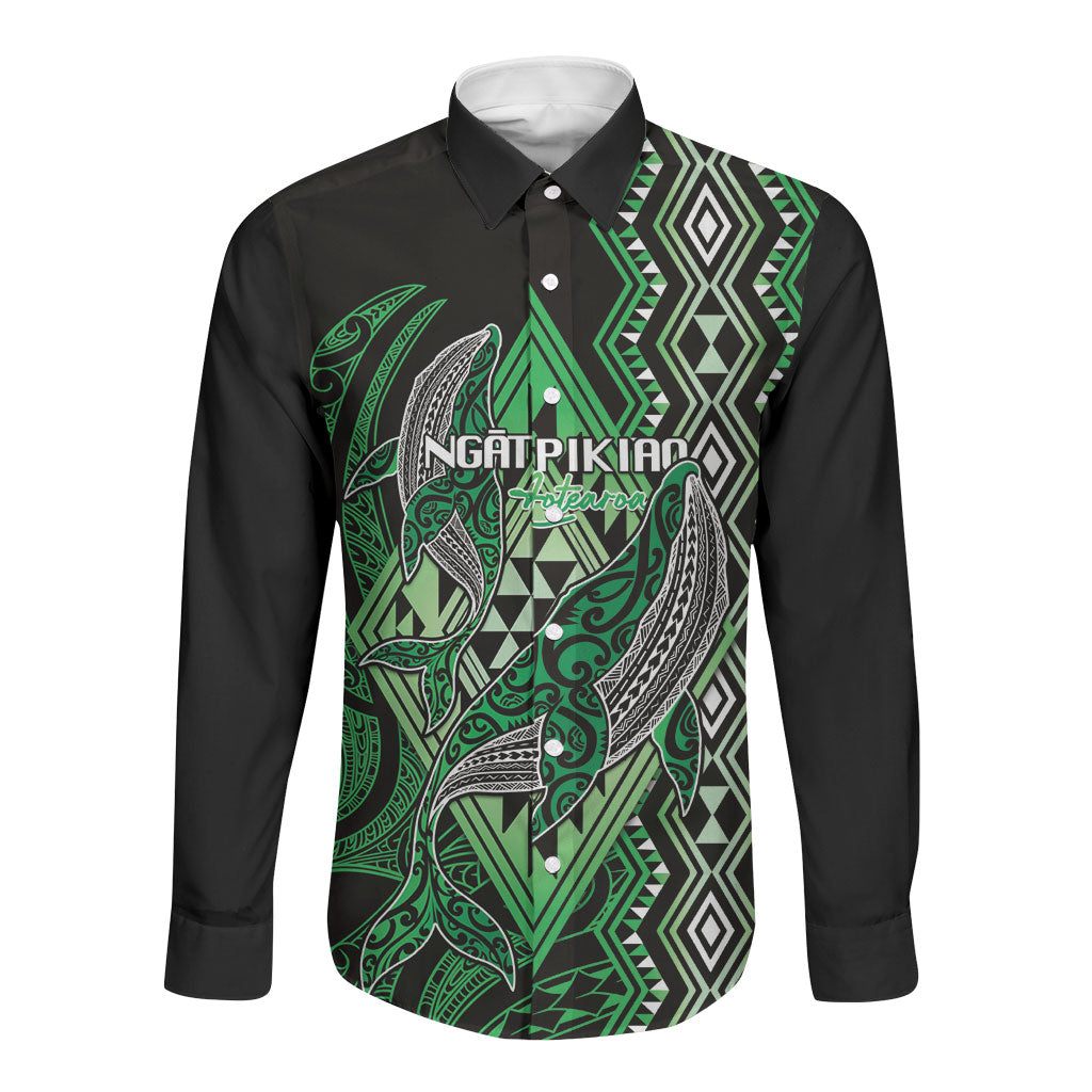 Aotearoa Iwi Ngati Pikiao Personalised Long Sleeve Button Shirt NZ Maori Humpback Whale Taniko Motifs