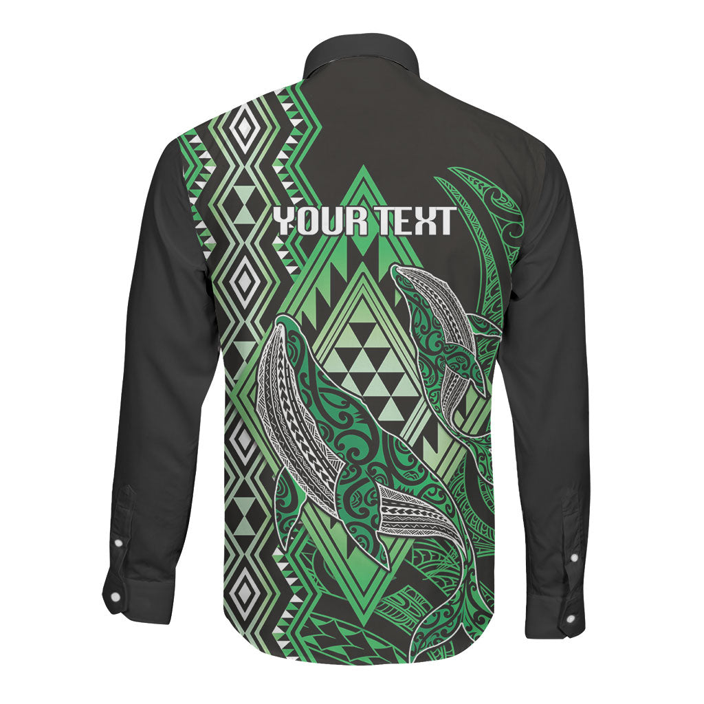 Aotearoa Iwi Ngati Pikiao Personalised Long Sleeve Button Shirt NZ Maori Humpback Whale Taniko Motifs