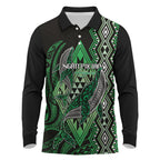 Aotearoa Iwi Ngati Pikiao Personalised Long Sleeve Polo Shirt NZ Maori Humpback Whale Taniko Motifs