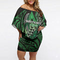 Aotearoa Iwi Ngati Pikiao Personalised Off Shoulder Short Dress NZ Maori Humpback Whale Taniko Motifs