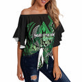 Aotearoa Iwi Ngati Pikiao Personalised Off Shoulder Wrap Waist Top NZ Maori Humpback Whale Taniko Motifs