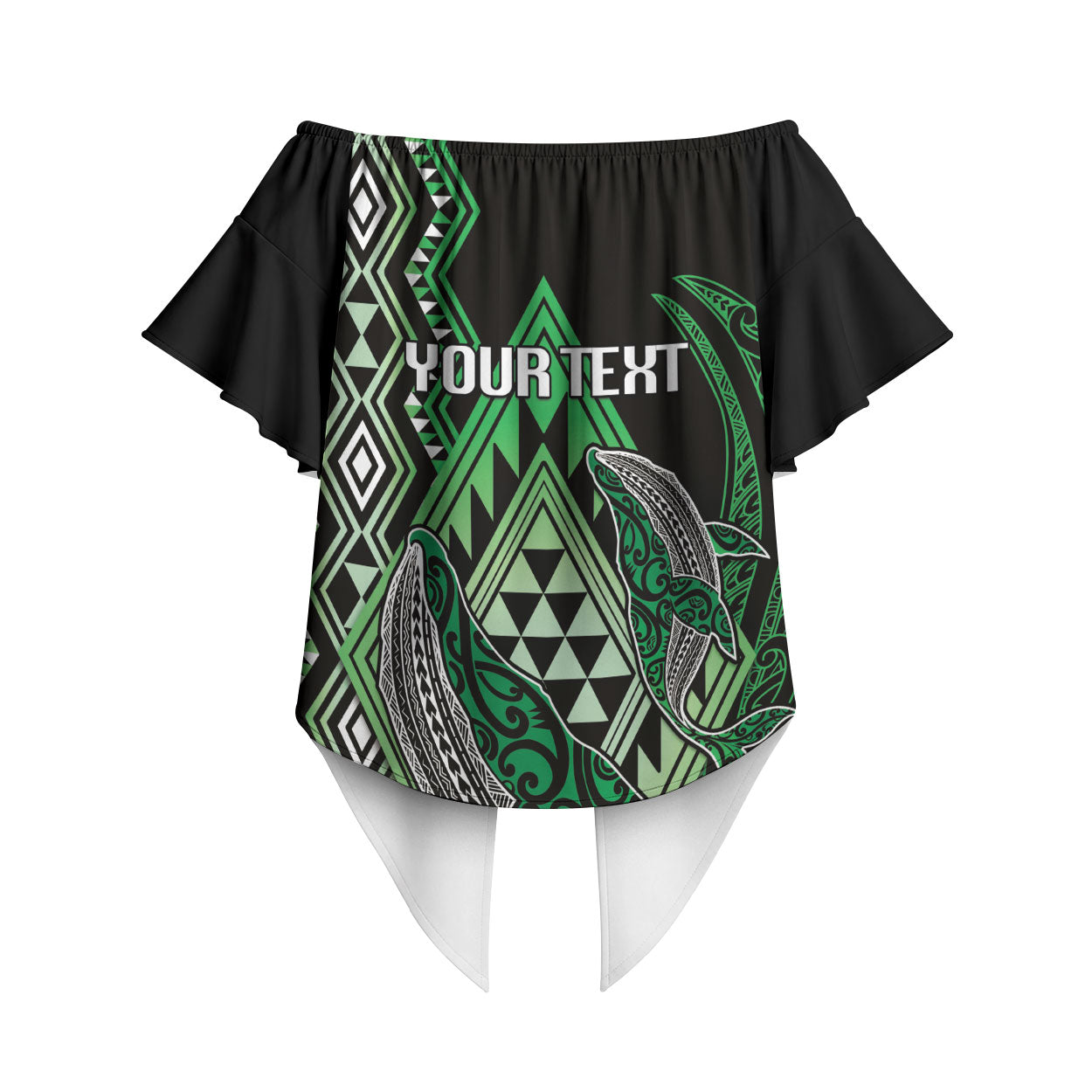 Aotearoa Iwi Ngati Pikiao Personalised Off Shoulder Wrap Waist Top NZ Maori Humpback Whale Taniko Motifs