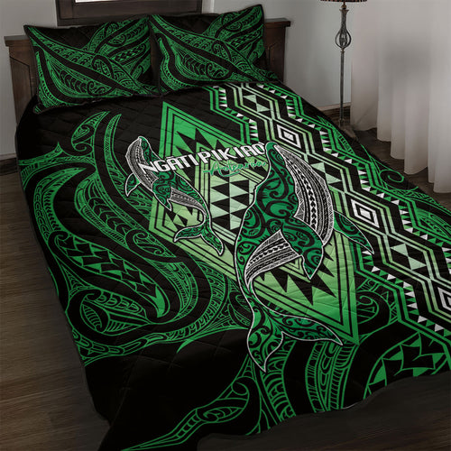 Aotearoa Iwi Ngati Pikiao Quilt Bed Set NZ Maori Humpback Whale Taniko Motifs