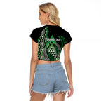 Aotearoa Iwi Ngati Pikiao Personalised Raglan Cropped T Shirt NZ Maori Humpback Whale Taniko Motifs
