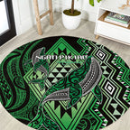 Aotearoa Iwi Ngati Pikiao Round Carpet NZ Maori Humpback Whale Taniko Motifs