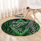 Aotearoa Iwi Ngati Pikiao Round Carpet NZ Maori Humpback Whale Taniko Motifs
