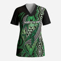 Aotearoa Iwi Ngati Pikiao Personalised Scrub Top NZ Maori Humpback Whale Taniko Motifs