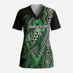 Aotearoa Iwi Ngati Pikiao Personalised Scrub Top NZ Maori Humpback Whale Taniko Motifs