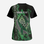 Aotearoa Iwi Ngati Pikiao Personalised Scrub Top NZ Maori Humpback Whale Taniko Motifs