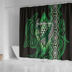 Aotearoa Iwi Ngati Pikiao Shower Curtain NZ Maori Humpback Whale Taniko Motifs