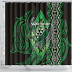 Aotearoa Iwi Ngati Pikiao Shower Curtain NZ Maori Humpback Whale Taniko Motifs