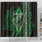 Aotearoa Iwi Ngati Pikiao Shower Curtain NZ Maori Humpback Whale Taniko Motifs