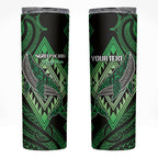 Aotearoa Iwi Ngati Pikiao Personalised Skinny Tumbler NZ Maori Humpback Whale Taniko Motifs