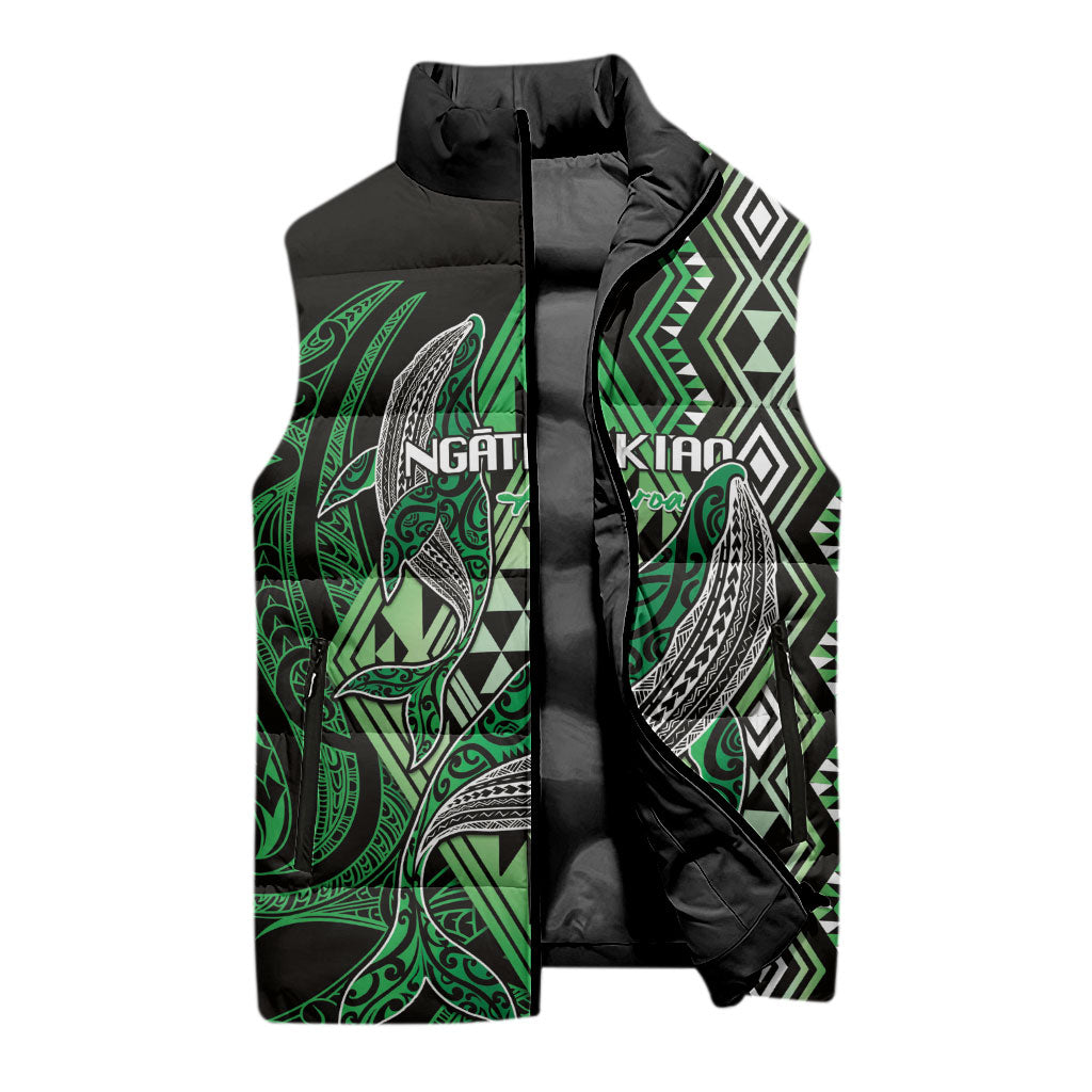 Aotearoa Iwi Ngati Pikiao Personalised Sleeveless Puffer Jacket NZ Maori Humpback Whale Taniko Motifs