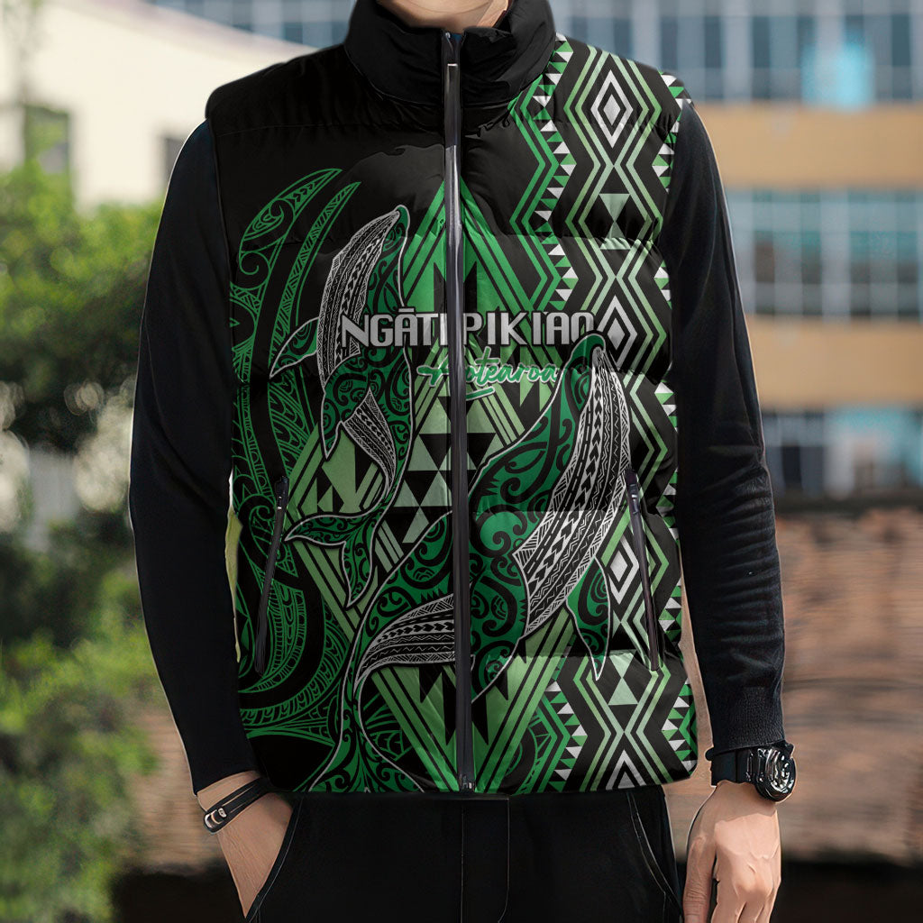 Aotearoa Iwi Ngati Pikiao Personalised Sleeveless Puffer Jacket NZ Maori Humpback Whale Taniko Motifs