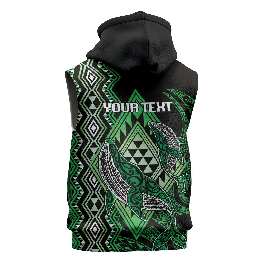 Aotearoa Iwi Ngati Pikiao Personalised Sleeveless Zip Hoodie NZ Maori Humpback Whale Taniko Motifs