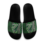 Aotearoa Iwi Ngati Pikiao Slide Sandals NZ Maori Humpback Whale Taniko Motifs