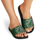 Aotearoa Iwi Ngati Pikiao Slide Sandals NZ Maori Humpback Whale Taniko Motifs