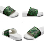 Aotearoa Iwi Ngati Pikiao Slide Sandals NZ Maori Humpback Whale Taniko Motifs