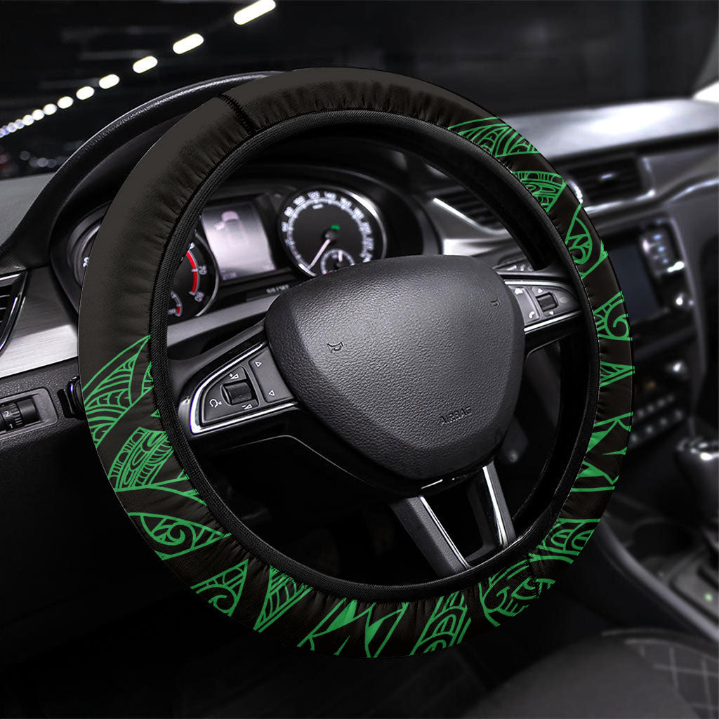 Aotearoa Iwi Ngati Pikiao Steering Wheel Cover NZ Maori Humpback Whale Taniko Motifs